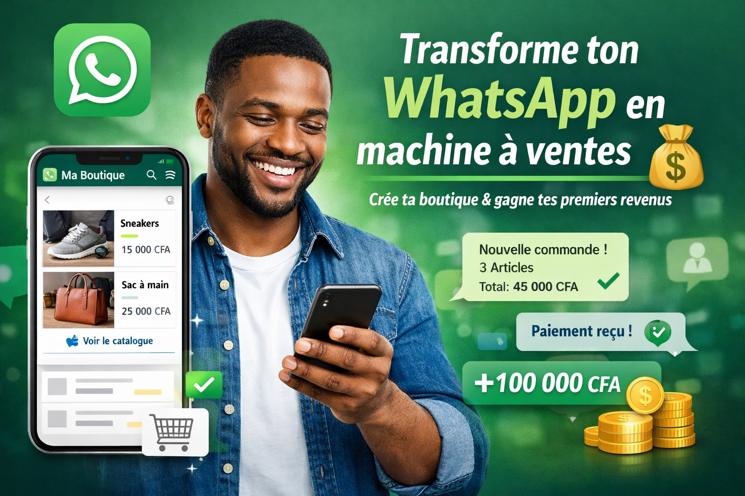 Transforme ton WhatsApp en machine à ventes | Crée ta boutique et génère tes premiers revenus